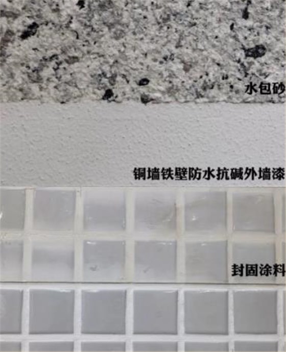 廣東華算工業地產中山廠房 馬賽克外墻涂料翻新水包砂效果
