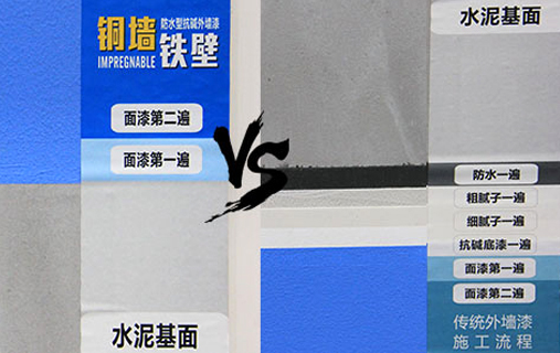 銅墻鐵壁防水抗堿外墻漆_鐵壁B系列性能：免抗堿底漆，直接水泥基面上施工